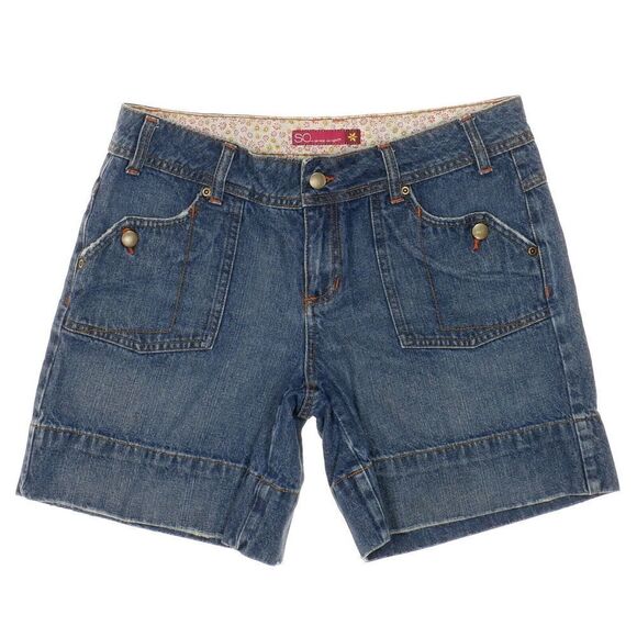 SO Jean Shorts Juniors Size 13 W33 Medium Dark Blue Casual Denim Cotton - Picture 1 of 7